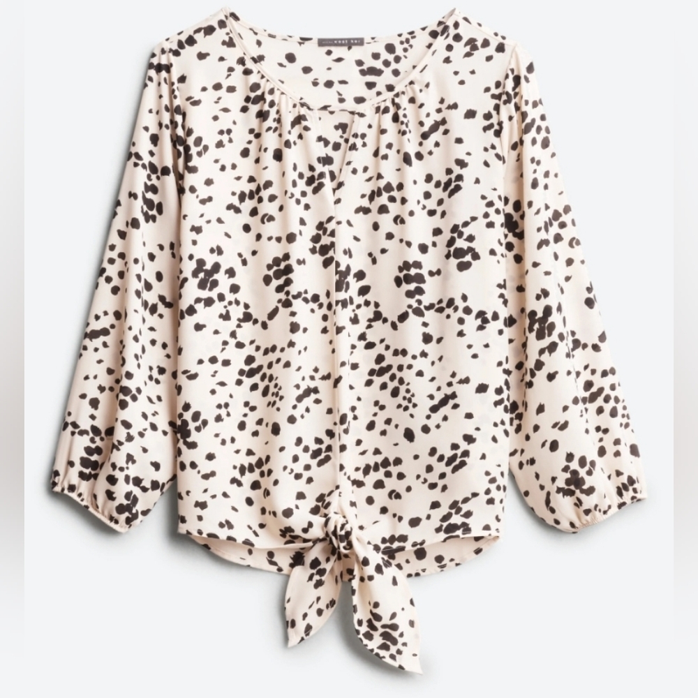 3/4 length sleeve animal print blouse